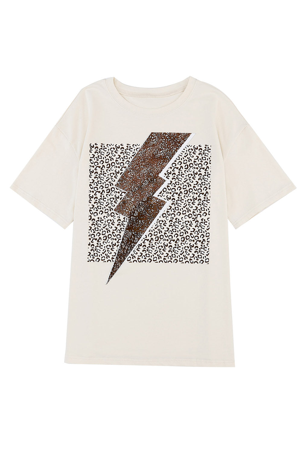Lightning Leopard Print Crewneck T Shirt