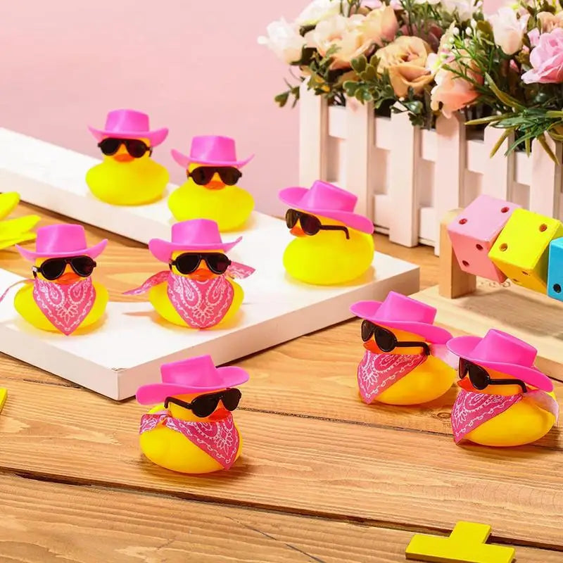Rubber Duck Cowboy Hat Duck With Scarf Sunglasses Car Accessories