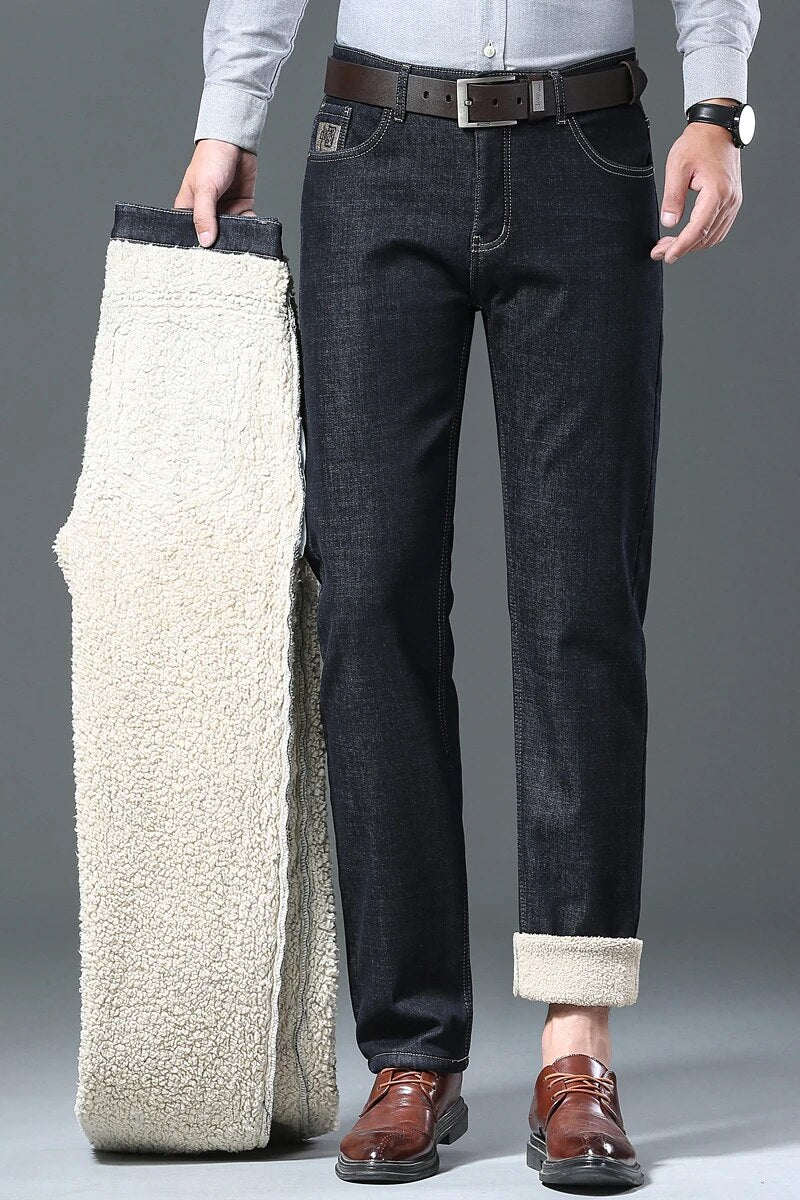 Men's Jeans Fleece Denim Trousers