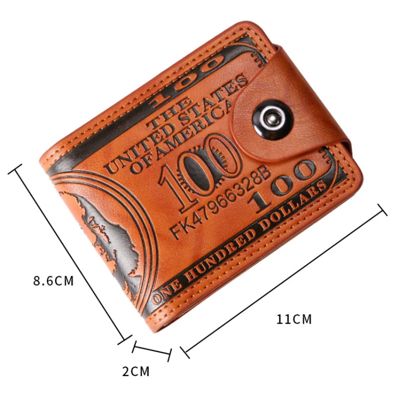 Men's Leather Wallet with 100 US Dollar Pattern