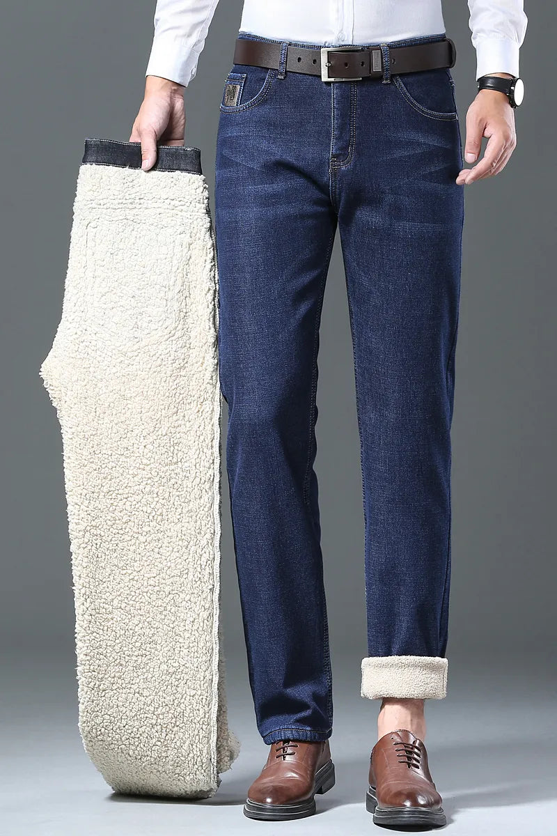 Men's Jeans Fleece Denim Trousers