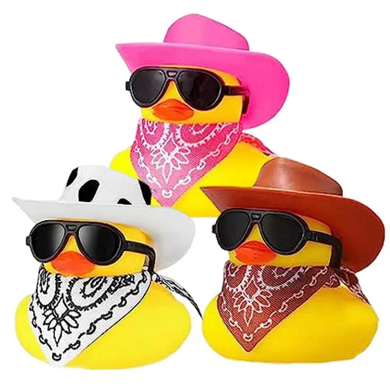 Rubber Duck Cowboy Hat Duck With Scarf Sunglasses Car Accessories