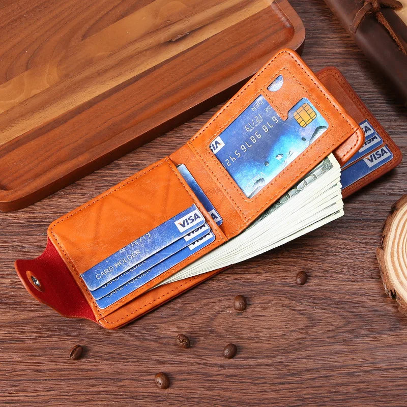 Men's Leather Wallet with 100 US Dollar Pattern