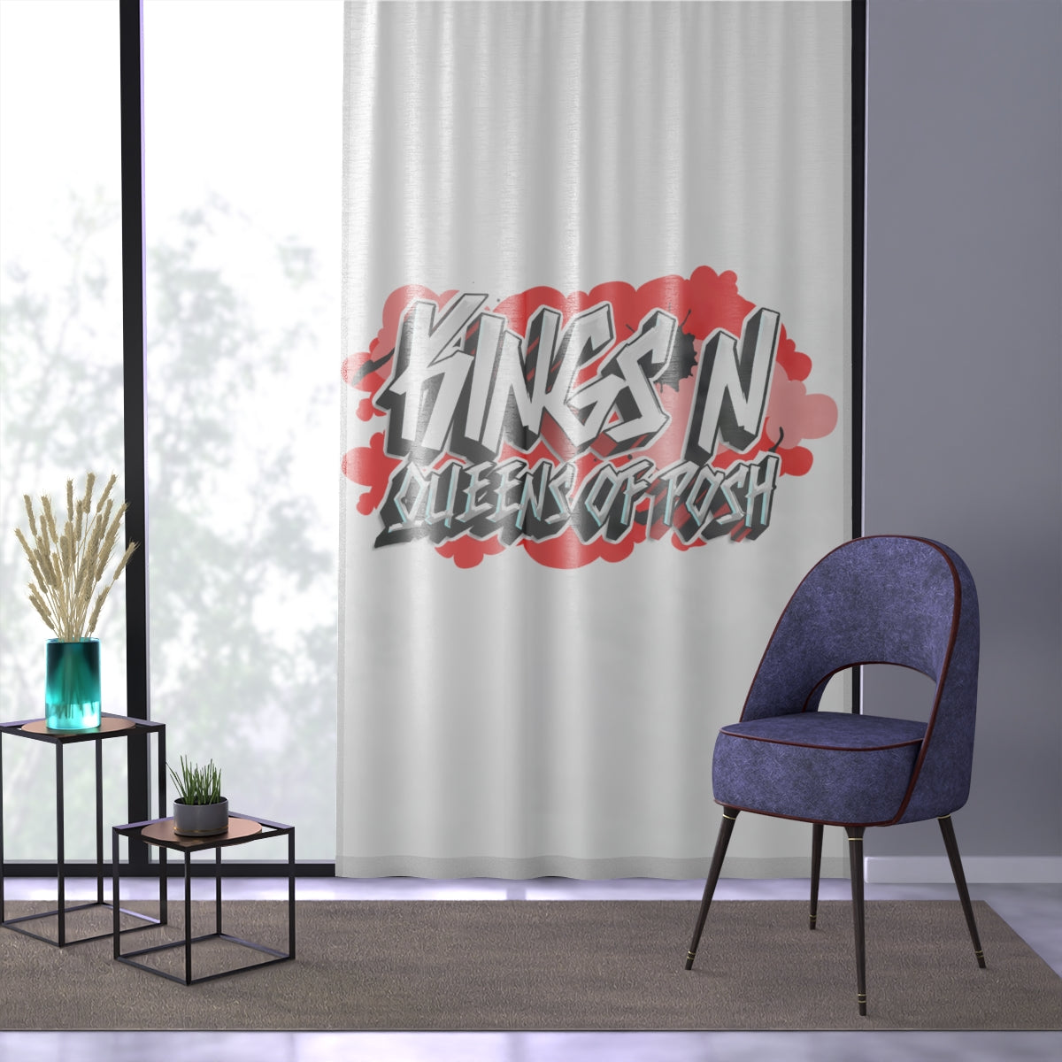 Kings N Queens of Posh Logo Window Curtain