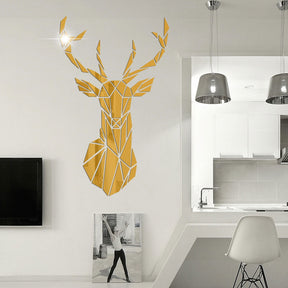 Deer Head Mirror Wall Sticker