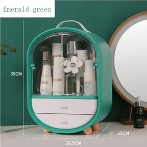 Cosmetic Storage Box With Mirror Portable Makeup Organizer Drawers
