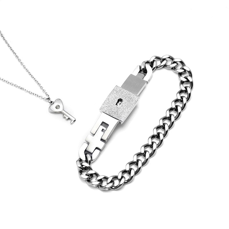 Interlocking Key Titanium Steel Couple Bracelet
