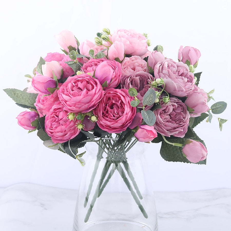 Rose Pink Silk Peony Artificial Flowers