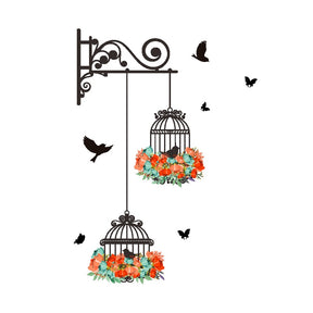 Colorful Birdcage Decoration Wall Sticker