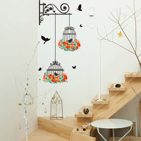 Colorful Birdcage Decoration Wall Sticker