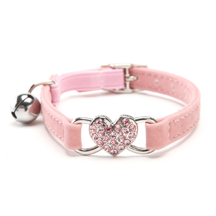 Heart Charm and Bell Cat Collar