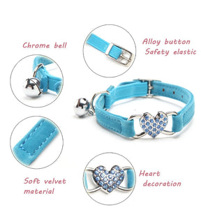 Heart Charm and Bell Cat Collar